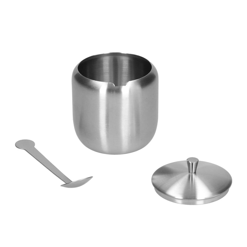 Sugar Container 370ML 304 Stainless Steel Polished Brushed AntiOxidation Antirust Seasoning Box with Spoon