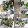 6 шт. искусственные листья эвкалипта, стебли зелени, реалистичный вид, яркий цвет, натуральные, не требующие ухода, искусственные растения, декор для зелени