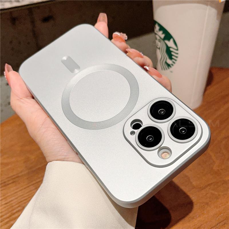 Original Magsafe Magnetic Wireless Charging Case For iPhone 16 15 14 Plus 13 12 11Pro Max Glass Lens Protection Soft Matte Cover