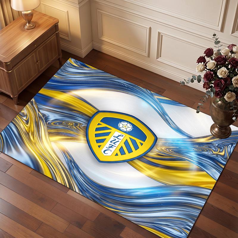 Ковер из хрустального бархата с принтом футбольного клуба Leeds United, Удобный, Впитывающий влагу, Нескользящий, Для помещений