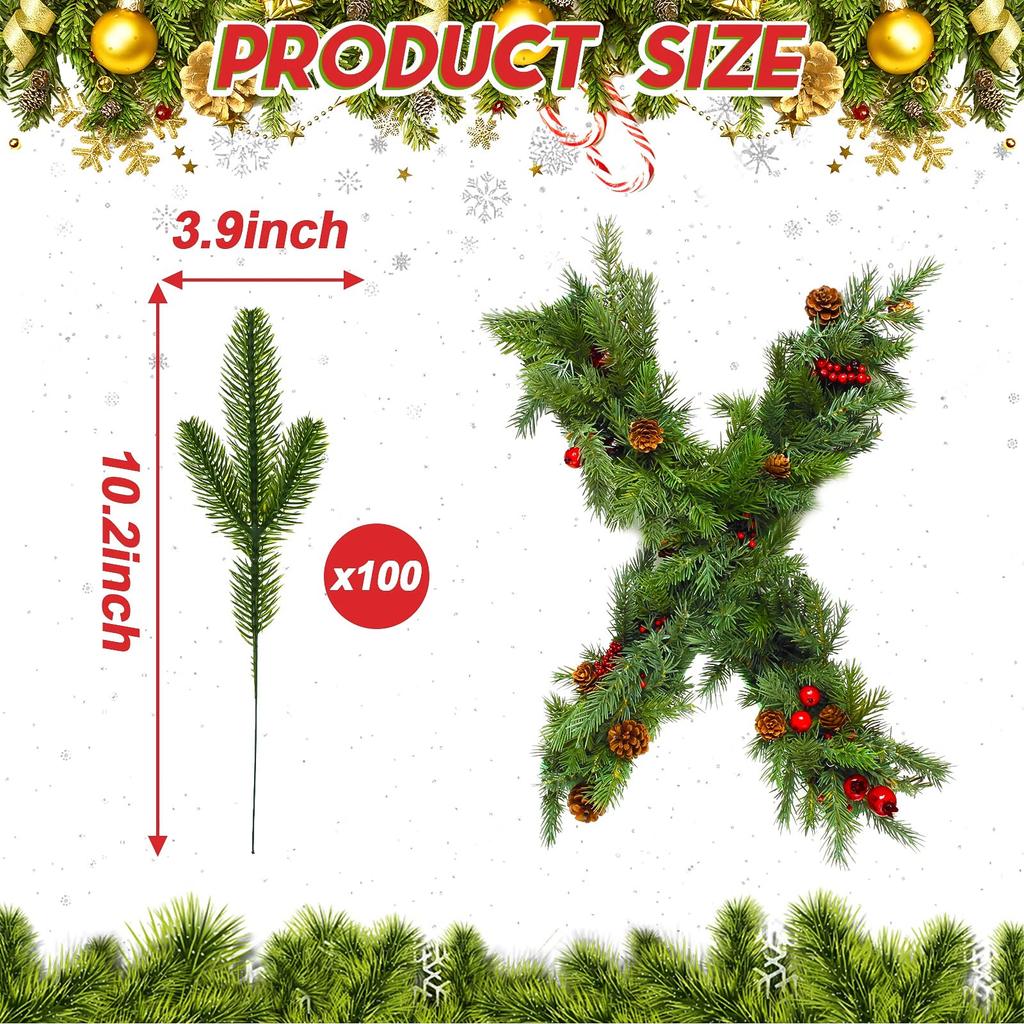Christmas Artificial Branches Fake Plants Pine Needles Wreath Vine Rattan for Xmas Tree Gift Box Wedding Flowers Decoration