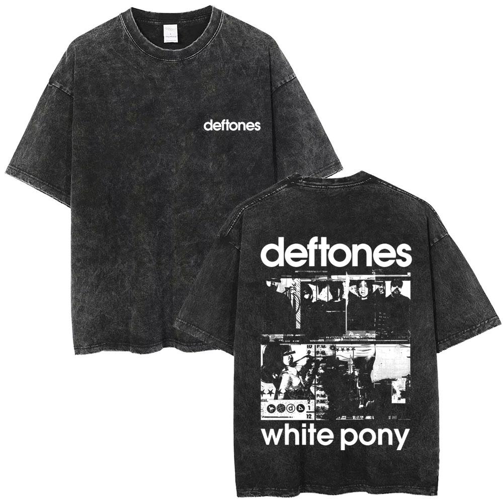 Стирка Винтаж Рок-группа Deftones Приватная Музыка Графика Змея Футболка Уличная Y2k Хип-Хоп Мужская Мода Оверсайз Футболки Унисекс Уличная одежда