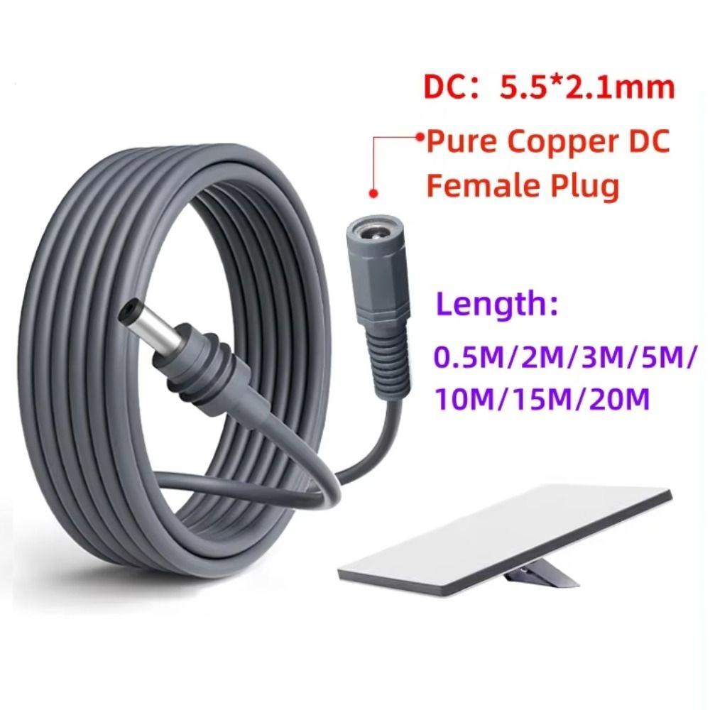 DC Male To Female Extension Adapter Cable 0.5-20M 20AWG Power Cable Cord DC5521 PVC Power Supply Cord for Starlink Mini Outdoor