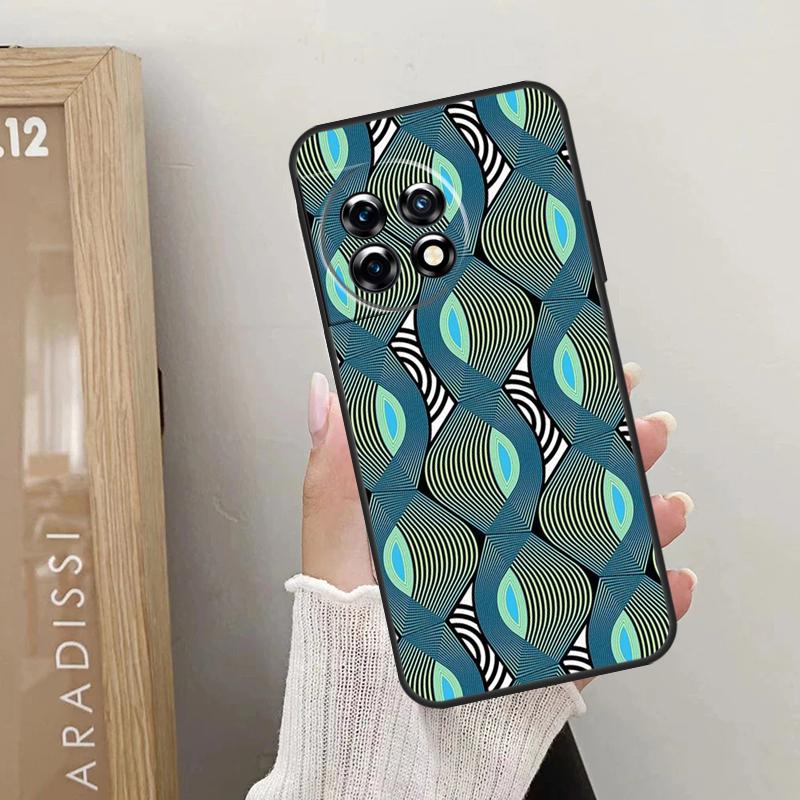 African Wax Pattern Fabric Case For OnePlus 10T 10R 12R 9R 8T 12 11 9 10 Pro Nord CE 2 3 Lite CE4 2T N10 N20 N30 Cover