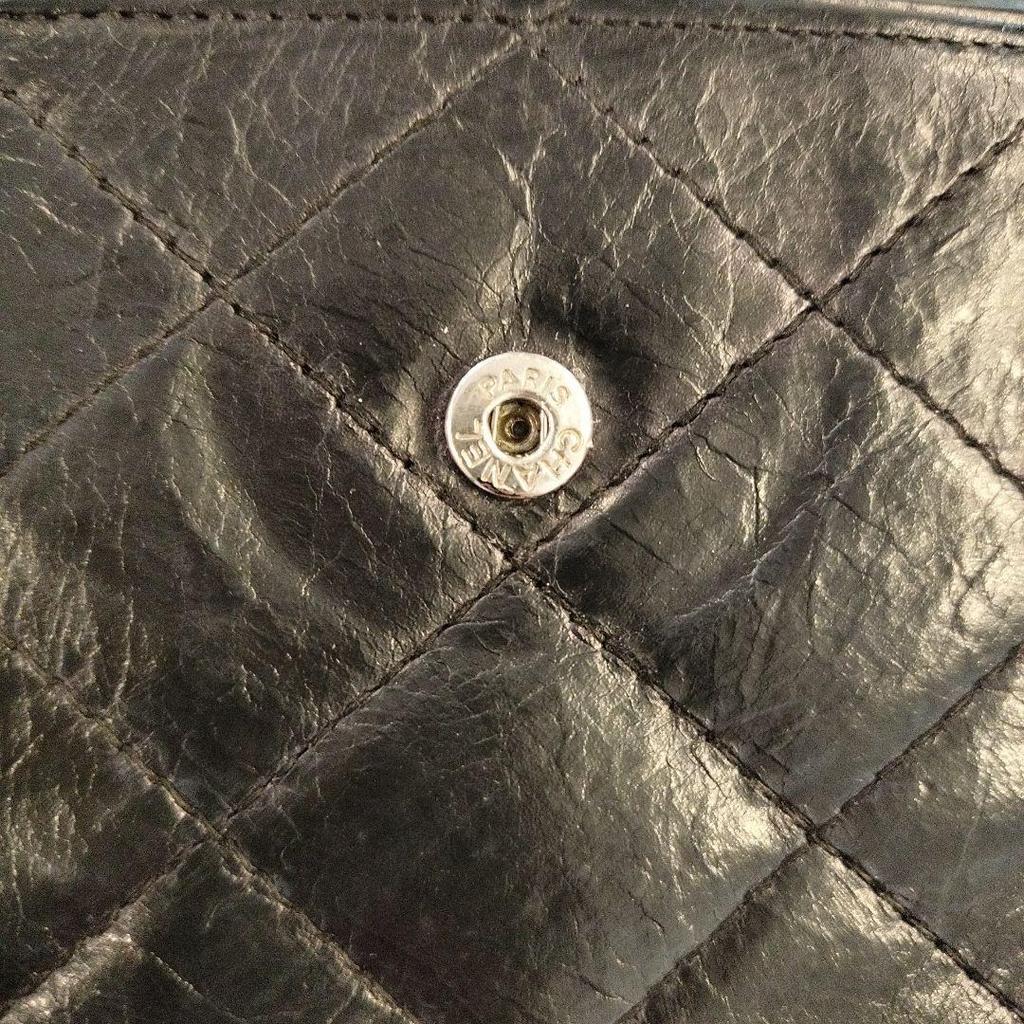 Used CHANEL Cambon Line Bi-fold Compact Wallet Coin Purse Black