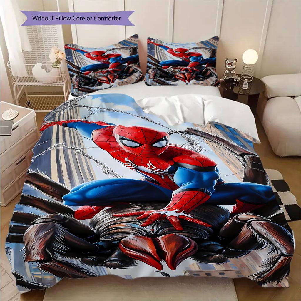 Spider-Man Superhero Series Bedroom Three-Piece Duvet Cover Bedding Set (1*Duvet Cover + 2*Pillowcase, Without Core)