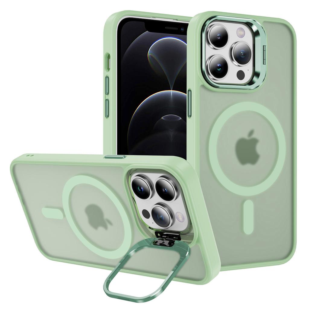 For iPhone 12/12 Pro Case Compatible with MagSafe PC+TPU+Metal Phone Cover Kickstand
