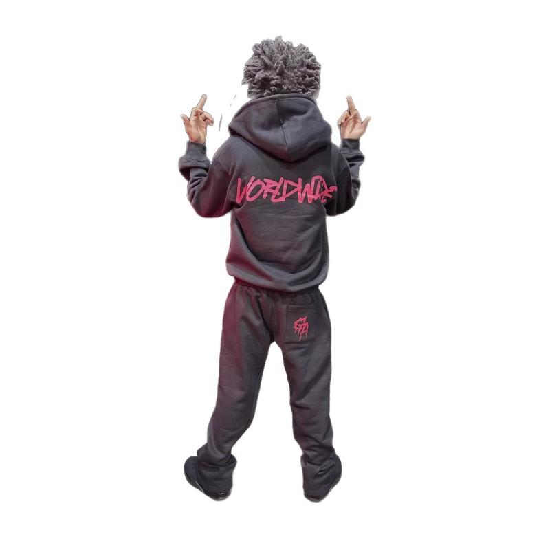 Streetwear Y2K Set Felpa con Cappuccio e Pantaloni della Tuta Stampa Trendy Pezzo Unico Giovani Adulti