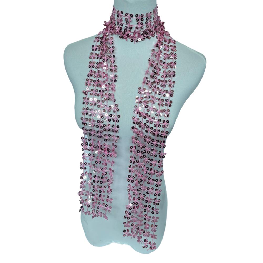 Shiny Belly Dancing Scarf Flower Shape Sparkling Hair Accessory Neck Wrap Sequin Scarf Women