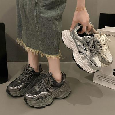 Грязные папины кроссовки женские осенние новые в гонконгском стиле, показывающие маленькие повседневные дышащие спортивные кроссовки на толстой подошве