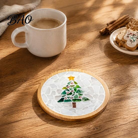Decorative Coaster Making Kit Christmas Mosaic DIY Kit, Festive Art Santa Wreath Theme Starter Set Snowman Pattern, Tile Craft for Adults, Handmade