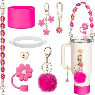 Набор аксессуаров Stanley Cup, включающий силиконовый чехол для соломинки, силиконовый чехол, ремешок для ручки бутылки с водой, подвески Stanley