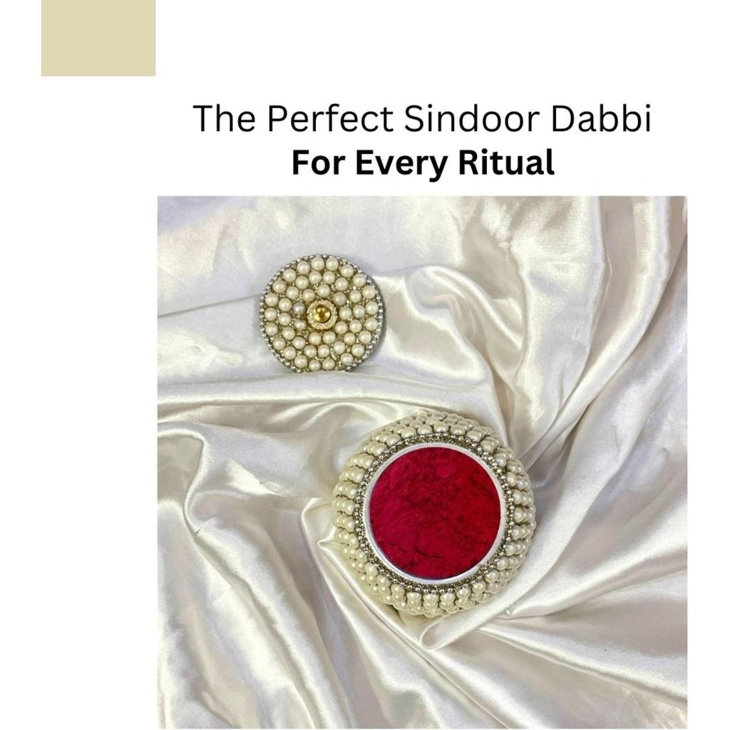 ADORN WORLD Off White Pearl Box Decorative Showpiece - 3 Cm (Metal, Multicolor)