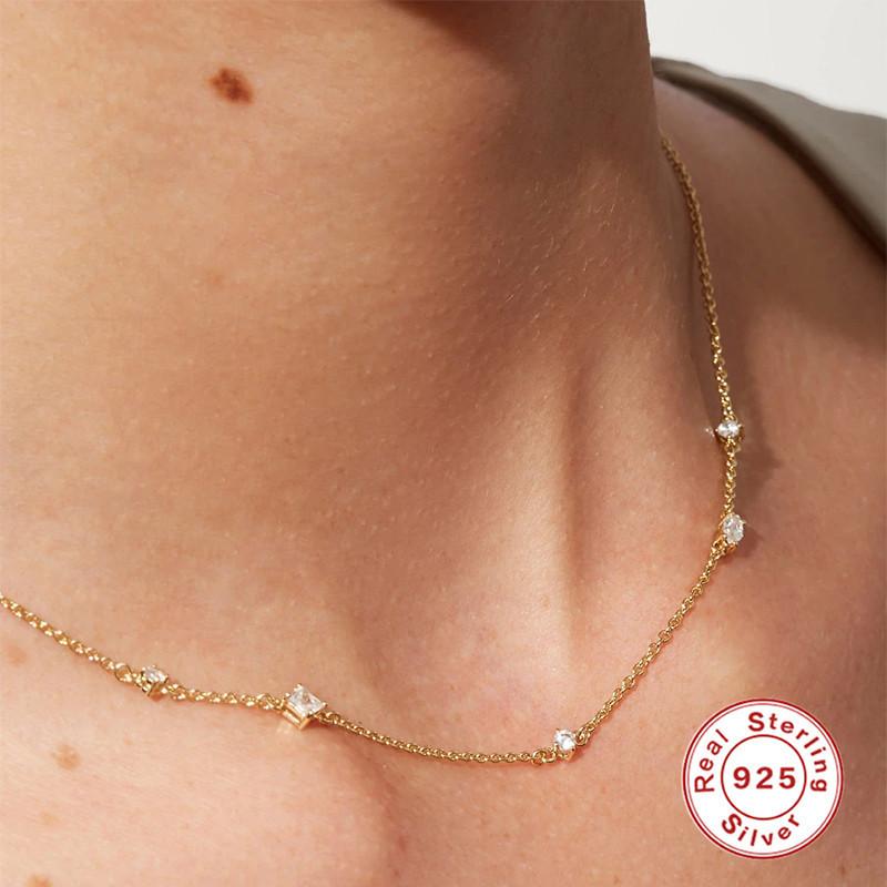 S925 Стерлинговое серебро Креативный Универсальный Личность Douyin То же Самое Бриллиант Дофамин Яркий Цвет Ключица Ключица Ожерелье