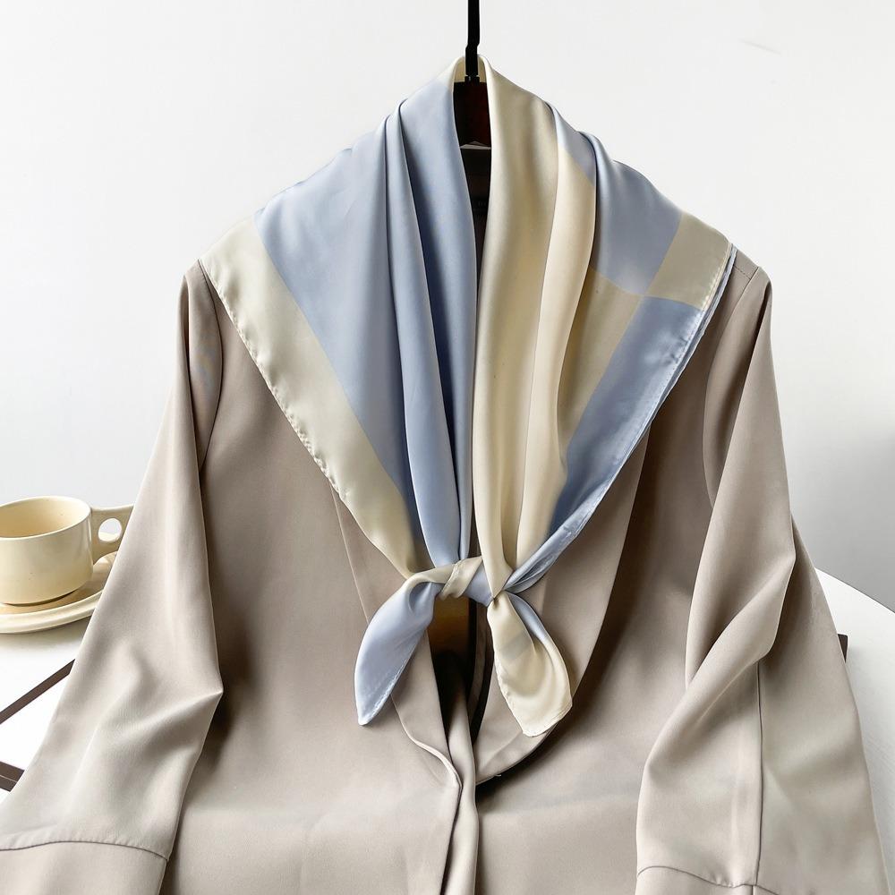 70 * 70 Four Seasons Available New Women'S Small Square Scarf, High Grade Letter Printed Scarf, Professional Scarf, Satin Scarf