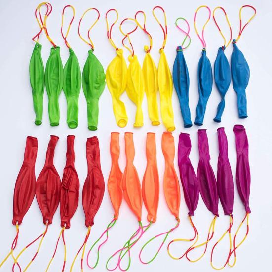 32Pcs Heavy Duty Latex Balloons Bounce Punching Balloons with Hole Rubber Handle Party Balloons Kids Birthday Party Wedding Decor