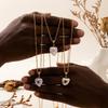 Niche Women'S Pearl Love Pendant Necklace Colored Zircon Temperament Diamond-Set Heart-Shaped Cold Wind