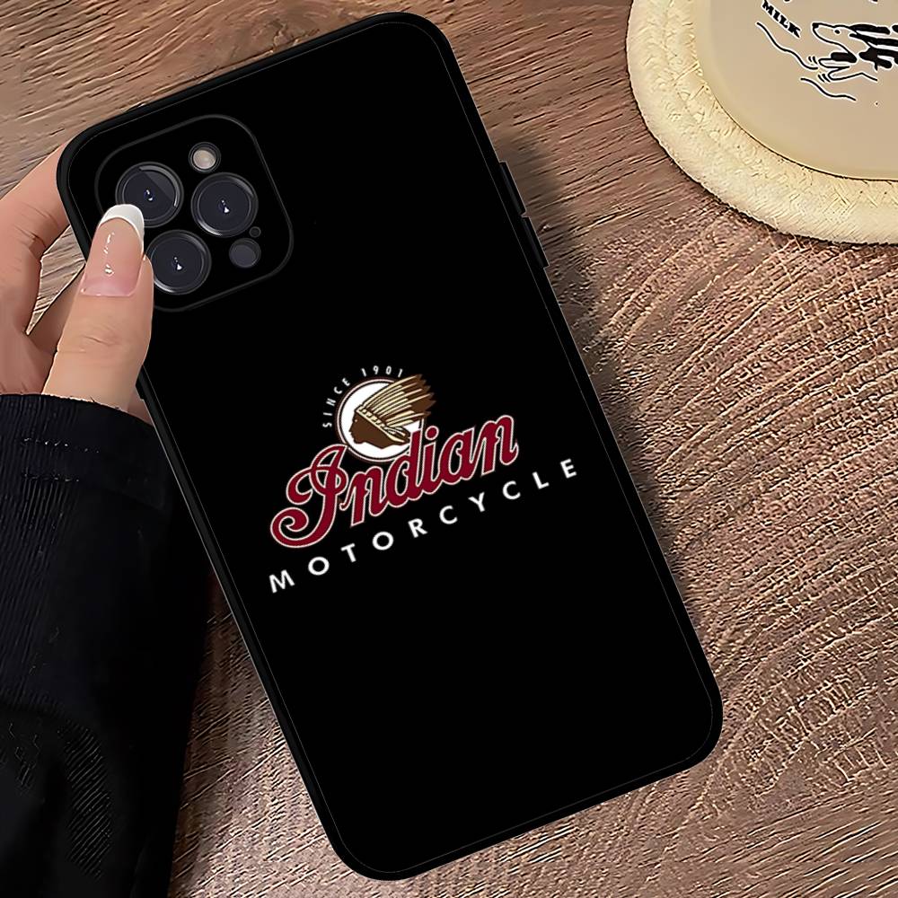 I-Indian Motorcycle Для IPhone 17 16 15 14 13 12 11 Pro Max Plus Ударопрочный Черный Мягкий Чехол для Телефона