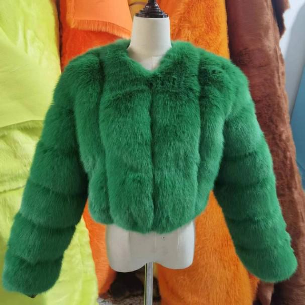 Женское пальто с длинным рукавом из искусственного меха лисы в европейском и американском стиле