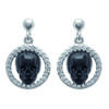 [J3116] - Silver Earrings 'Skull' Black Silver (rhodium Plated) - 18x11 Mm