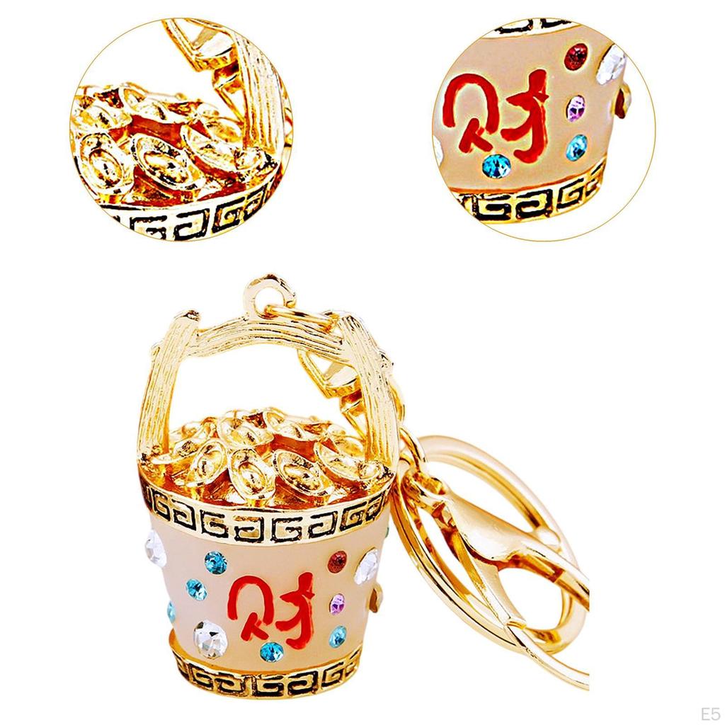 Feng Shui Bucket of Good Fortune Keychain Yuan Bao Amulet Keychain,Creative,Harmony Porsperity Bag