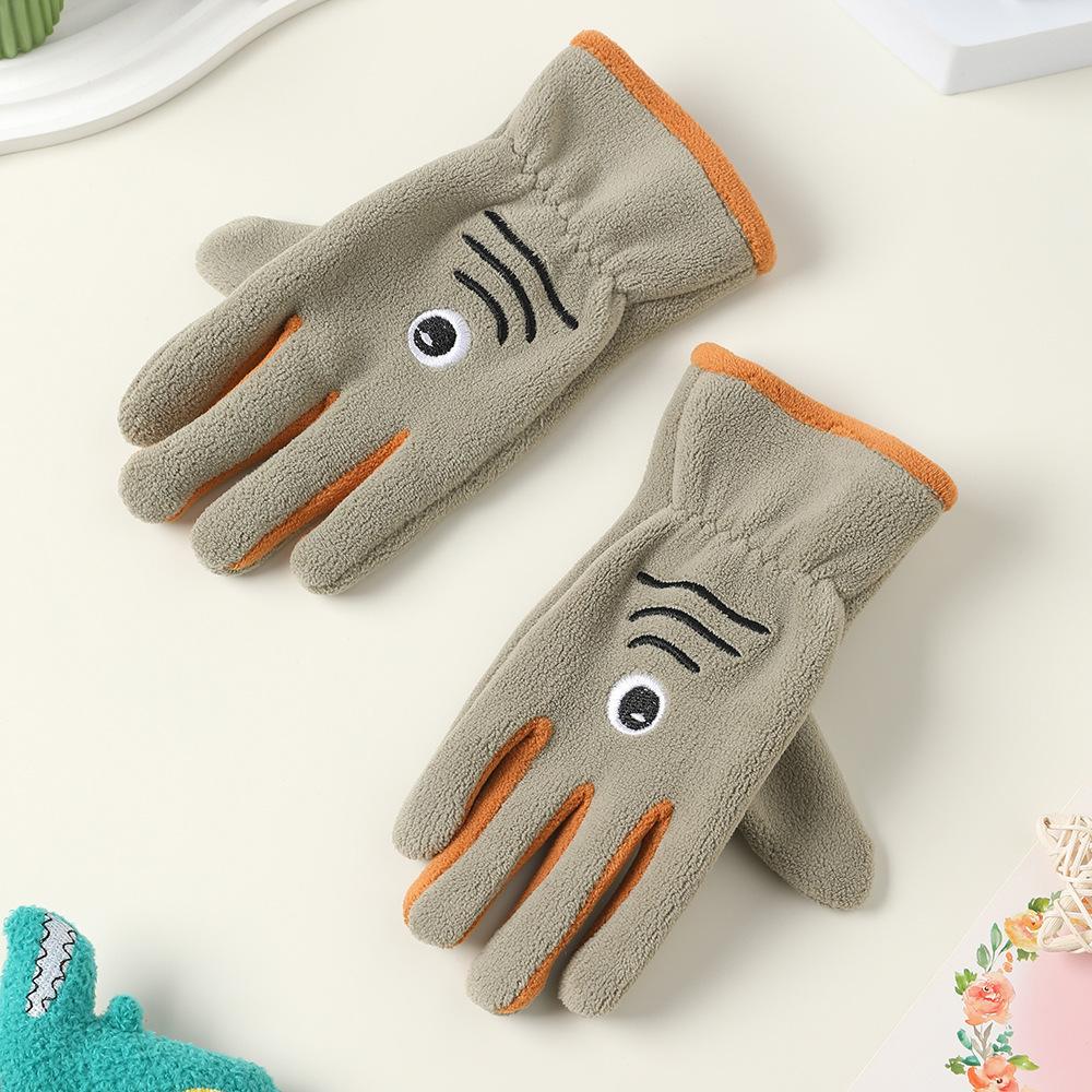 Add Fleece In Autumn and Winter Olympic Fleece Primary School Students Cycling Skin Friendly Outdoor Warm and Cold Proof Cute Gloves