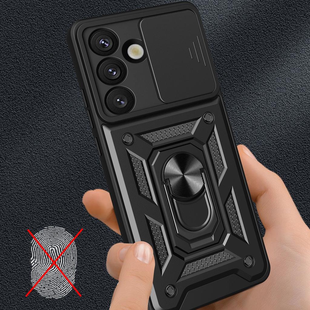 Pancerne etui Hybrid Armor Camshield z podstawką i osłoną aparatu na Nothing Phone (3a) 5G - czarne
