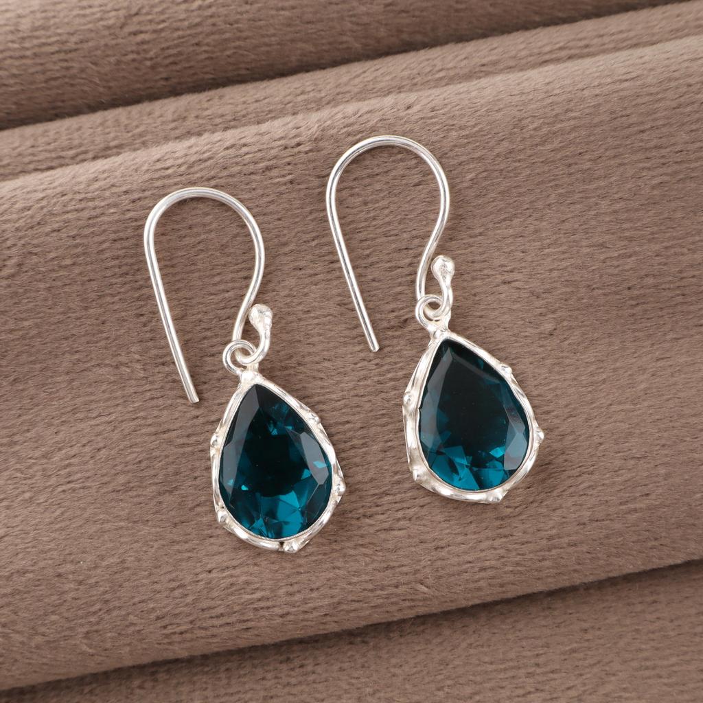 Апатит Ювелирные изделия из серебра ручной работы, Серьги из стерлингового серебра 925 пробы, Красивые ювелирные изделия с драгоценными камнями ручной работы, Серьги с апатитом для нее