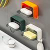 Креативная настенная сливная коробка для хранения мыла, без пробивания отверстий, откидная крышка, выдвижная мыльница с крючками, коробка для стирального мыла