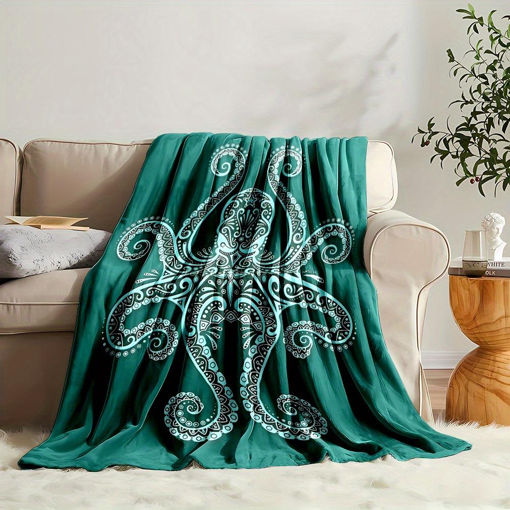 Contemporary Reversible Octopus Flannel printed blanket suitable for all seasons suitable for living room office sofa and travel
