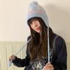 Теплая вязаная шапка-пуловер в корейском стиле, шапка-бини, милая жаккардовая шерстяная шапка, осень