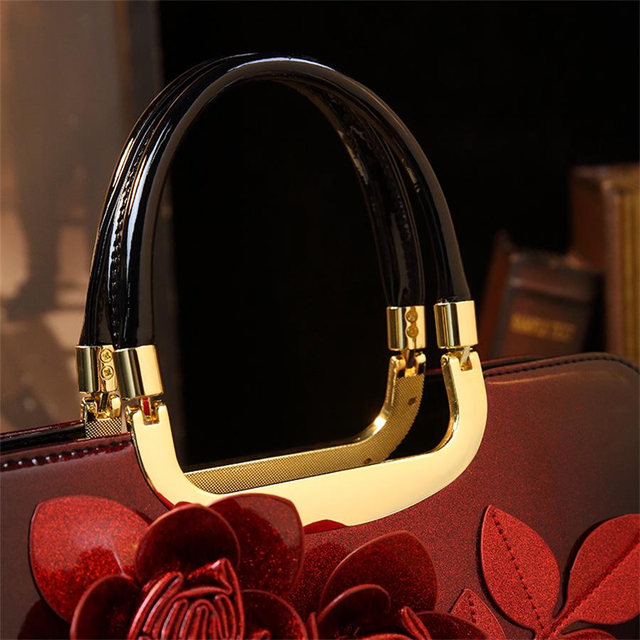 Градиентный цвет 3D аппликация глянцевая лакированная кожа сумка-тоут через плечо