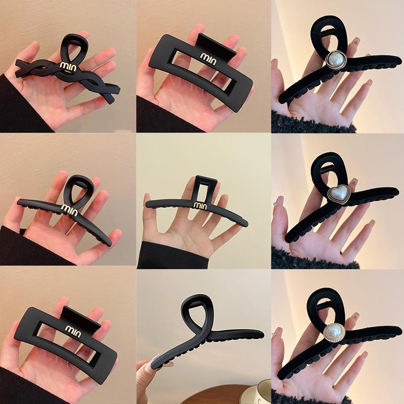 Матовая черная заколка для волос для женщин, элегантные заколки для волос, большие заколки-крабы для волос