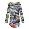 Tee Shirts For Women Casual Round Neck Long Sleeve Shirts Christmas Printing Top Pullover
