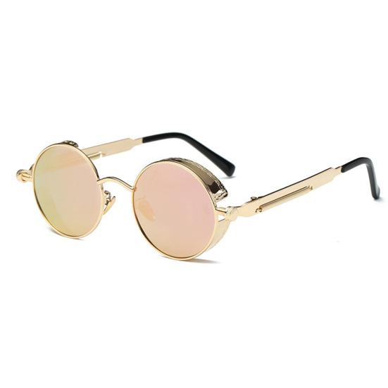 Мужские Женские Ретро Винтажные Очки Стимпанк Круглые Металлические UV400 Очки Солнцезащитные очки