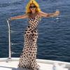 Womens Polka Dot Print Slip Dress Slim Fit Long Length Vacation Style