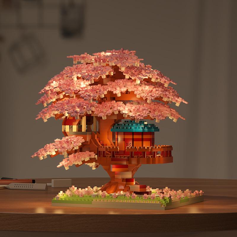 Lego-Compatible Cherry Blossom Tree Building Set - Educational Toy for Kids