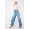 Women's Blue Wide Leg Long Jeans