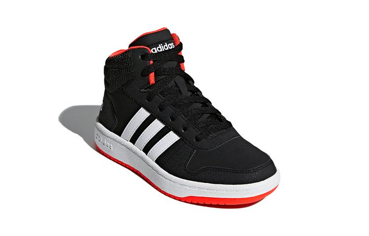 adidas Кроссовки Hoops 2.0 Mid Черные с Красным Высокого Разрешения Детские B75743