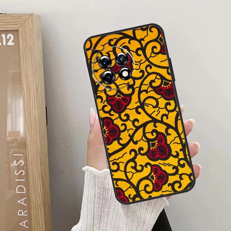 African Wax Pattern Fabric Case For OnePlus 10T 10R 12R 9R 8T 12 11 9 10 Pro Nord CE 2 3 Lite CE4 2T N10 N20 N30 Cover