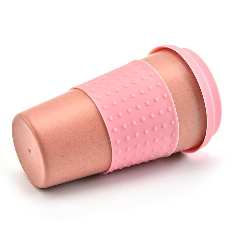 Европейский стиль пшеничная соломенная волокнистая чашка для воды автомобильная силиконовая кофейная чашка пластиковая персонализированная кружка с крышкой