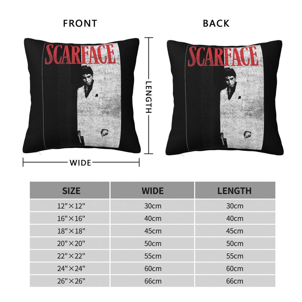 Scarface Distressed Movie Pillowcase Polyester Linen Velvet Printed Decorative Throw Pillow Case Home Cushion Cover