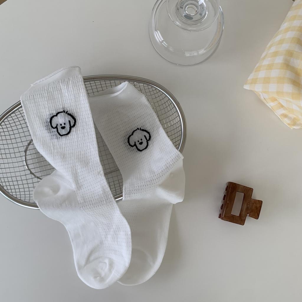 Cute Cat Short Medium Tube Socks Thin Striped Versatile Mesh Breathable Curled Socks