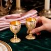 2Pcs Golden Finish Retro Decorative Goblet Travel Decor Ornaments  Indoor Tabletop Decor