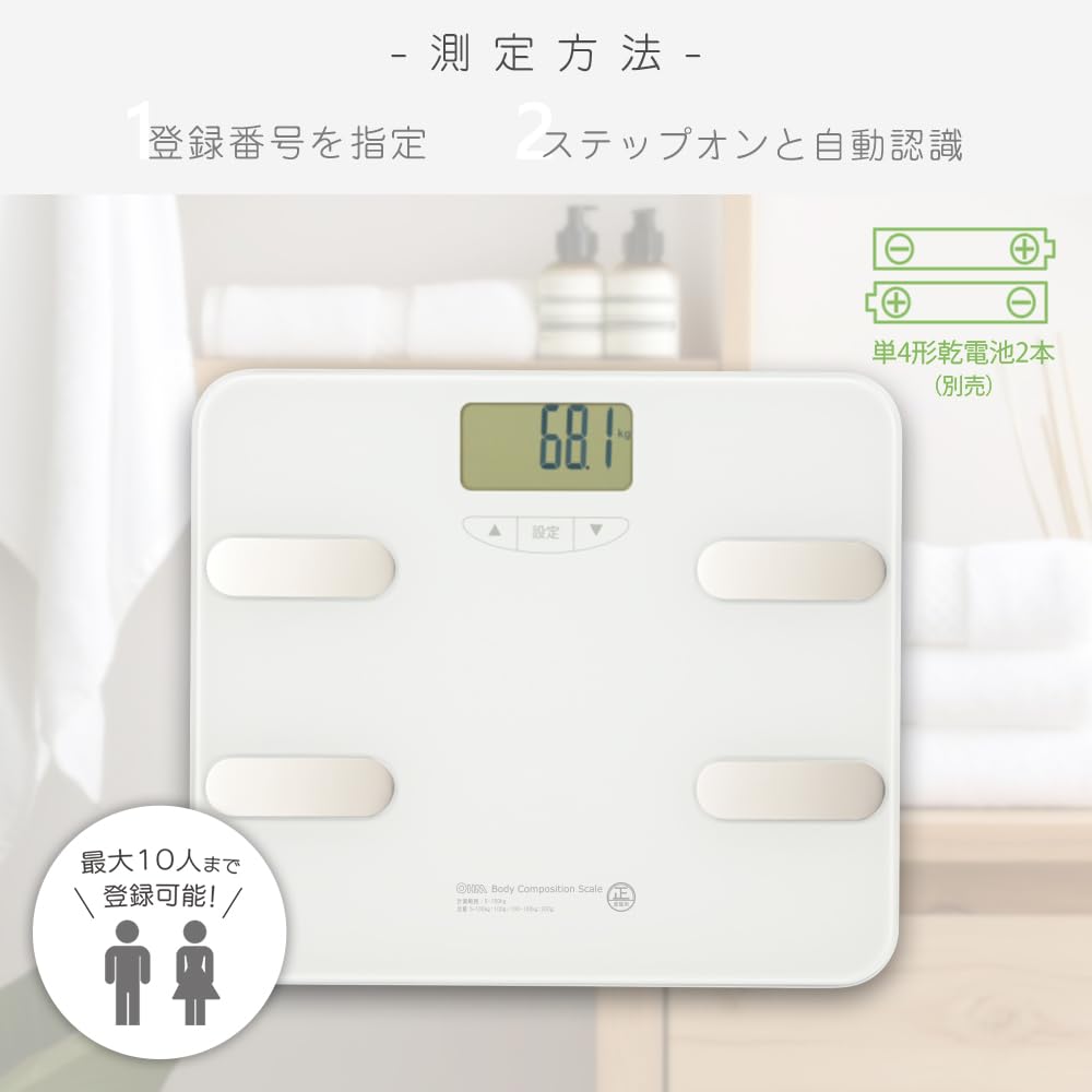 OHM Body Composition Scale with Reinforced White OHM Electric Glass, HB-KG11R6-W 08-1483