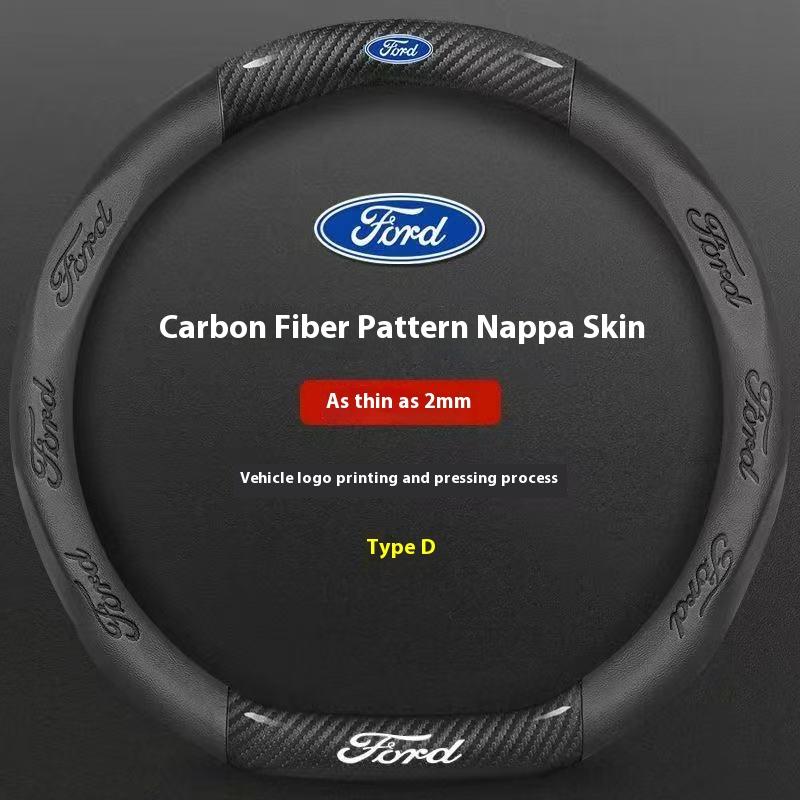 KKHK4 Car 3D Embossing Carbon Fiber Steering Wheel Cover Ford Mondeo F150 Fusion Mustang EXPLORER ESCAPE EDGE Fiesta Focus Kuga Ranger
