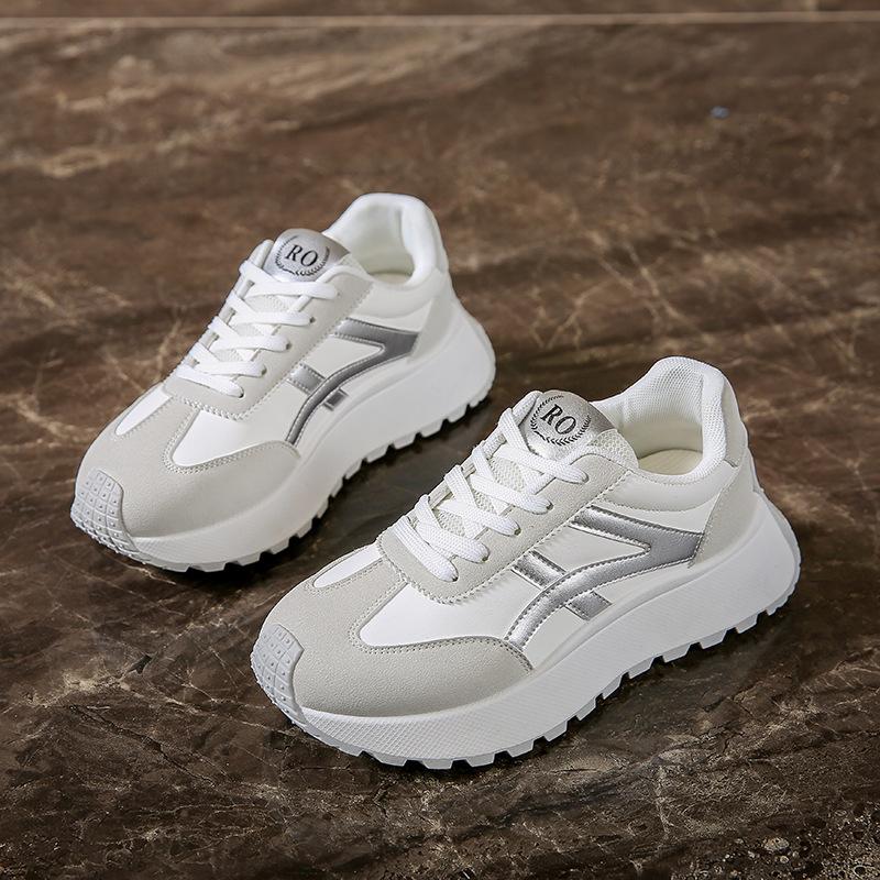 Женские повседневные туфли на толстой платформе Dad Shoes со шнуровкой, нескользящие, для ходьбы, удобные кроссовки из искусственной кожи для бега и тенниса для женщин, дышащие кроссовки