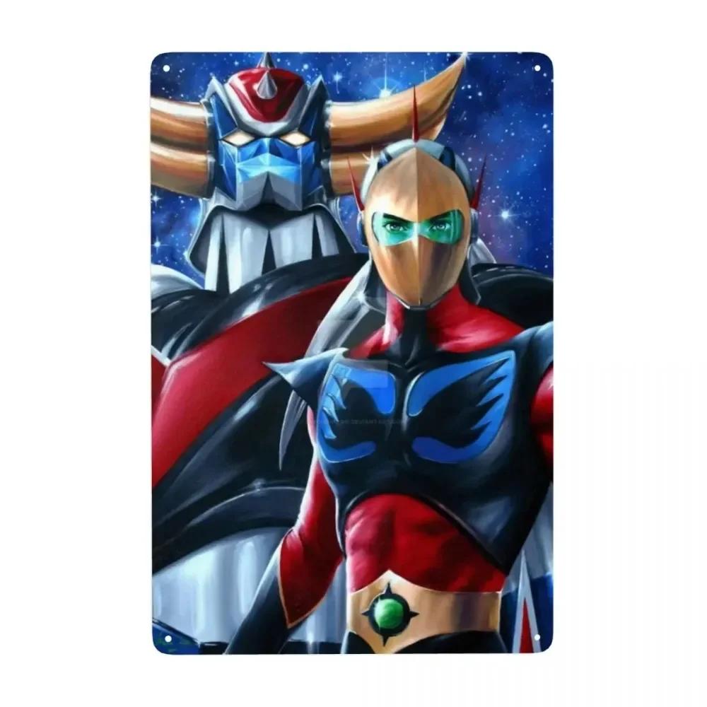 Vintage Goldorak Grendizer Metal Tin Sign Custom Anime UFO Robot Wall Art Decor for Pub Cafe Yard Rectangle Plaque