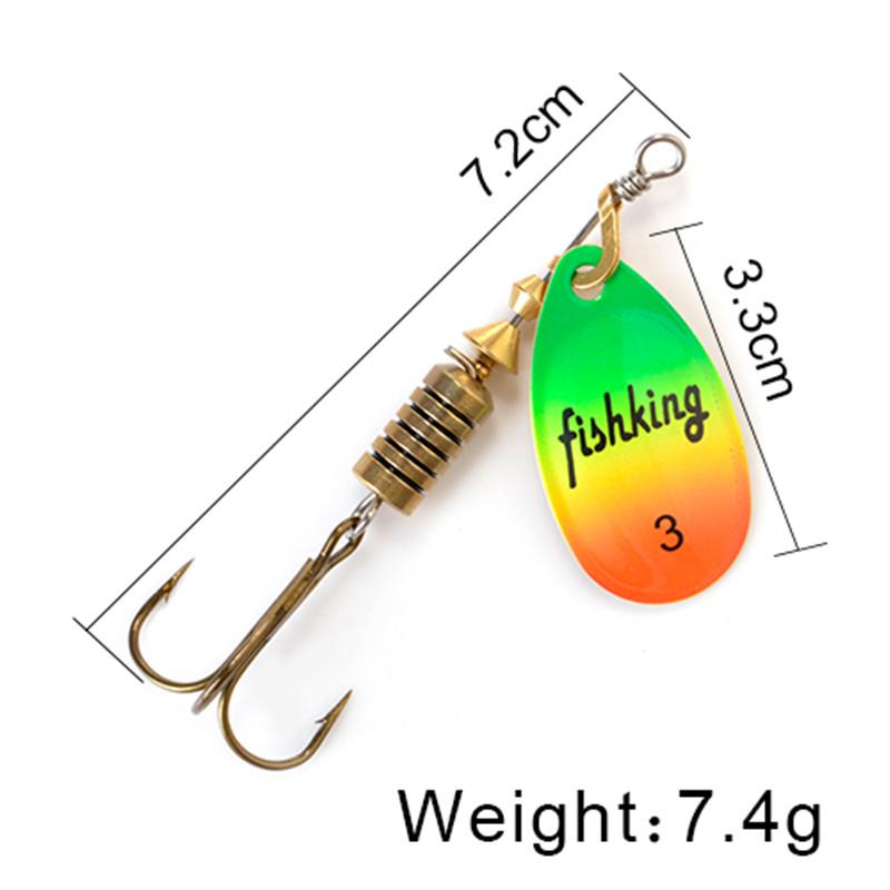 FISH KING Spinner Bait 3,9 г, 4,6 г, 7,4 г, 10,8 г, 15 г, приманки для ложки, металлические приманки для щуки с тройными крючками, искусственная приманка для окуня, рыболовная приманка
