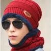 Мужской и женский комплект для холодной погоды, согревающий шею, зимняя вязаная короткая шапка-бини